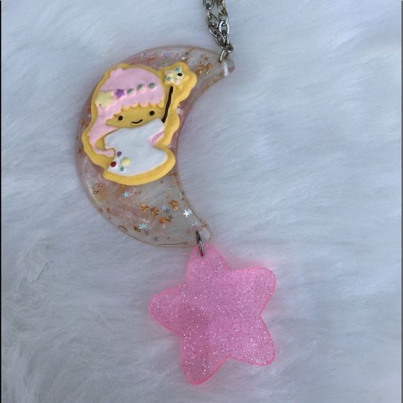 niftyvintagnecklace Jewelry - Little twin stars lala necklace glitter Kawaii gyaru y2k pastel goth festival